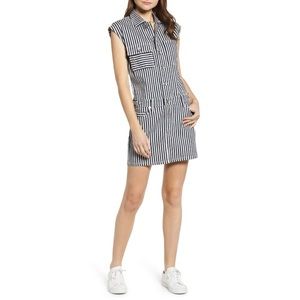 Current Elliot The Sleeveless Jumpsuit Dress White Navy Stripes Stretch S